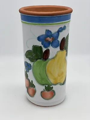 Buy Vintage Terra Cotta Art Pottery Vase Apple Pear Fruit Design 9.5  Vase • 16.33£