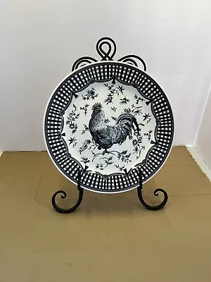 Buy HTF Queen's Rooster Black Dinner Plate Farm 10.5  Toile China • 24.13£