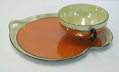 Buy Vtg Porcelain Oremont Bavaria Tea Lunch Set Lusterware Orange Iridescent Stripe • 7.54£
