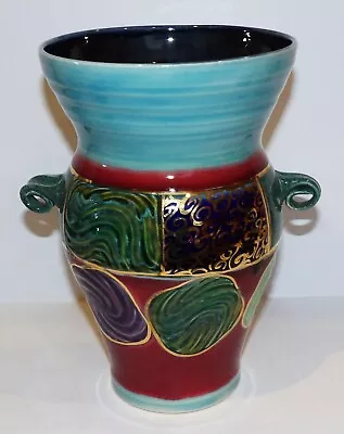 Buy Stunning Stoneware/pottery Multi-color Beautifully Designed 9  Handled Vase • 105.92£