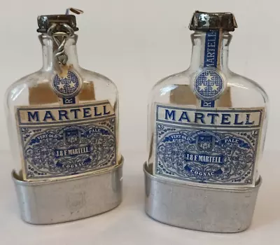 Buy Vintage Pair Martell Cognac Glass Hip Flasks & Drinking Cups J&E Martell French • 45£