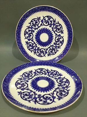 Buy Antique Cauldron Bone China 2 X Flow Blue Cake Plates • 19.95£
