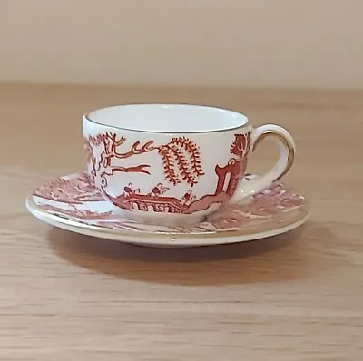 Buy Miniature Coalport WILLOW Red & White Cup & Saucer Bone China • 6.50£