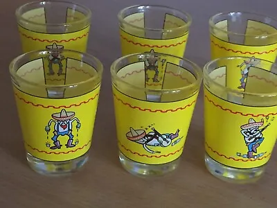 Buy Vintage Pub Bar Mexican Themed Shot Tequila Glasses Yellow 1970's Free P&P • 24.99£