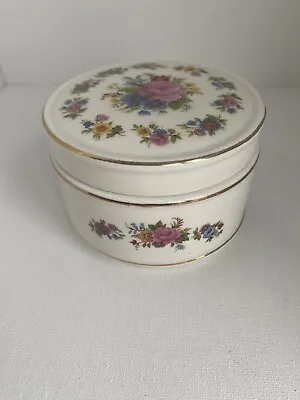Buy Vintage Sadler Circular  Flowers  Trinket Pot With Lid Gold Banding • 3£
