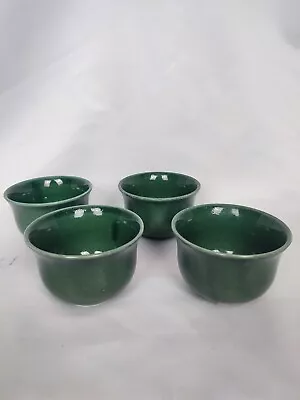 Buy English Stoneware Set Of 4 Green Emerald Dessert Bowls Beautiful Vintage  • 16£