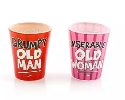 Buy Set Of 2 Miserable Old Woman Grumpy Old Man Novelty Shot Party Glasses Gift Set • 5.95£