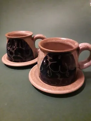 Buy Crich Pottery Espresso Cups And Saucers  X 2 • 29.99£