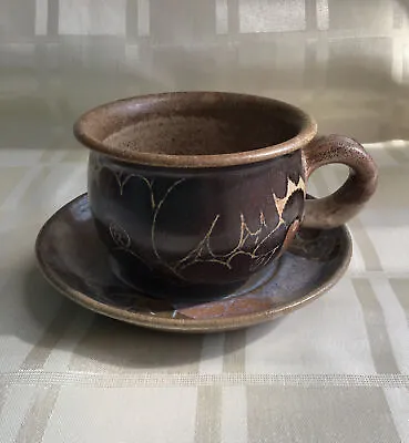 Buy Diana Worthy - Crich Pottery - Rare, Vintage - Stoneware Cup And Saucer, VGC. • 18£