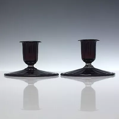 Buy Pair Antique Italian Salviati Bed Chamber Red Glass Candlesticks C1900 • 130£
