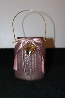Buy Pink Glass Candle Jar With Ribbon- Heart, The Range Pink Candle Holder • 4.99£