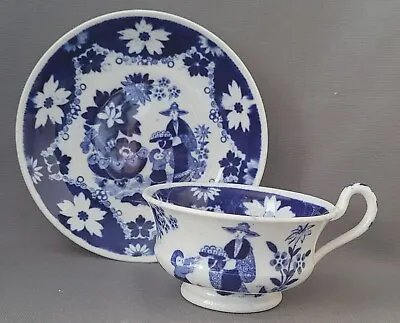 Buy Antique Hilditch Eskimo Child Pattern  Blue & White Cup & Saucer C1825 • 10£