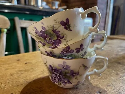Buy Antique Hammersley Victorian Violets Damaged Teacup X3 • 4.50£