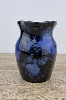 Buy Ewenny Pottery Vase- Blue And Black Effect Signed • 15£