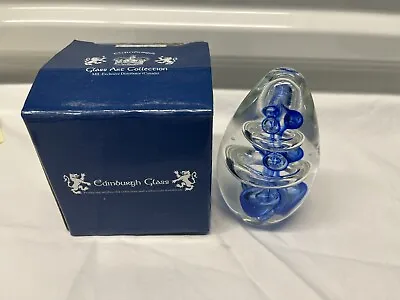 Buy Edinburgh Glass Paperweight Blue Teardrop Design, Perfect! • 91.11£