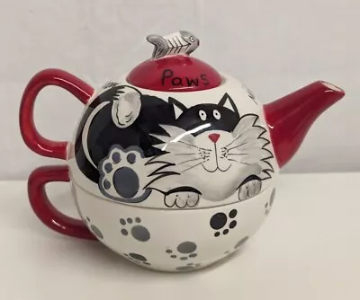 Buy Price & Kensington Pristine Pottery Cat Paws Tea For One Teapot & Cup • 13.99£