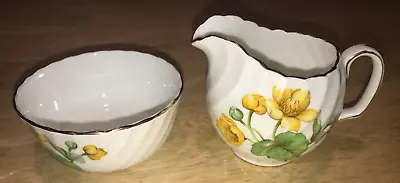 Buy Vintage Adderley England Bone China Open Sugar Bowl & Creamer Yellow Flowers • 14.14£