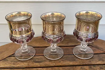 Buy VTG Tiffin-Franciscan Excelsior King's Crown Cordial Glass Purple Stain Lot Of 3 • 28.77£