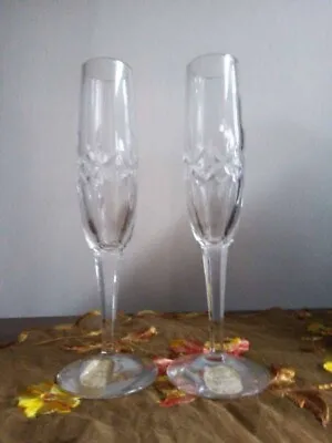 Buy Vintage Pair Of Royal Doulton Cut Glass Champagne Flutes With Original Label • 20£