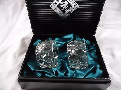 Buy Edinburgh International Crystal Cut Glass 2 Serviette Rings Boxed • 19.99£