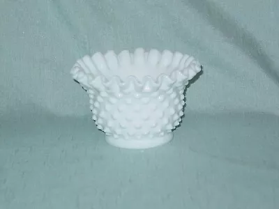 Buy Vintage White Milk Glass Hobnail Ruffled Edge Small Candy Nut Bowl • 12.48£