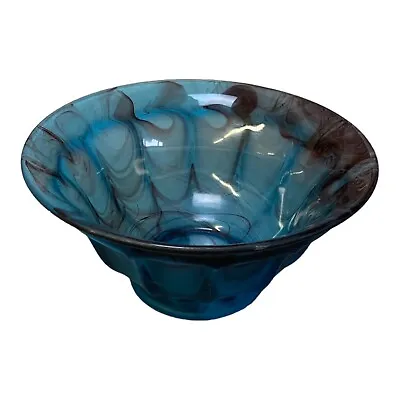 Buy Vintage George Davidson Blue & Purple Veined Cloud Glass Pedestal Fruit Bowl   • 39.99£
