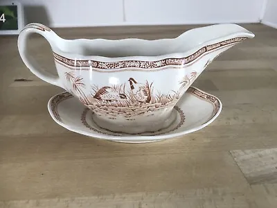 Buy Furnivals Brown Quail Gravy Boat With Saucer • 12£