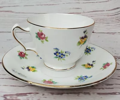 Buy Vintage Fine Bone China Crown Staffordshire England  Floral Tea Cup & Saucer • 56.79£