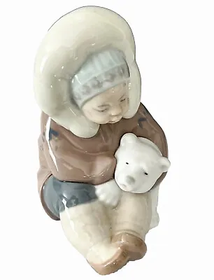 Buy LLadro Porcelain Eskimo Child Playing With Polar Bear Cub Figurine #1195 • 23.70£