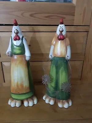 Buy Two Decorative China Chickens, For DRESSER,window Still, Farm House Kitchens   • 7£