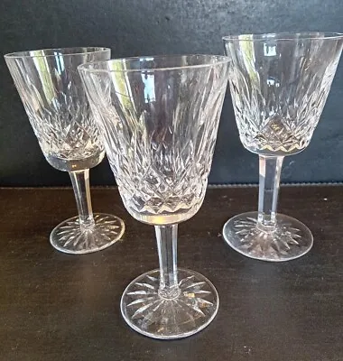 Buy 3 SUPERB WATERFORD CRYSTAL  LISMORE  5.5  WHITE WINE GLASSES 14cms Signed • 20£