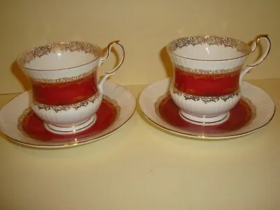 Buy Queen's Fine Bone China - Marquis - Tea Cups And Saucers X 2 • 12£
