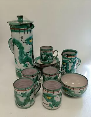 Buy Hand Painted Tintagel Pottery Cornwall Dragon Design Coffee Set Minor Damage • 10.50£