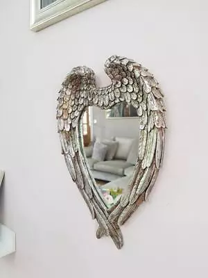 Buy Large Vintage Antique Style Wall Mirror Ornate Shabby Chic Angel Wings Silver • 22.59£