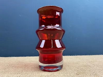 Buy Vintage Mid Century Riihimaki Riihimaen Lasi Oy Red Glass Vase By Tamara Aladin • 35£