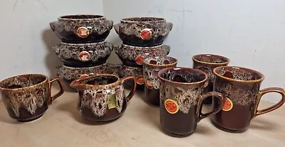 Buy Bundle Fosters Studio Pottery Cornwall Honeycomb Glaze Brown Cup Mugs Jug Bowls  • 50£