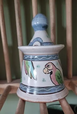 Buy Christine Hester Smith Barnbarroch Pottery Scotland Jam Pot & Lid Parrot Design • 29.99£