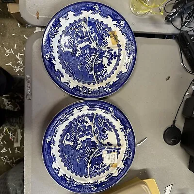 Buy 2 Shenango  BLUE WILLOW  USA   Divided / Grill Plates  10 1/8  Diameter Rare Lot • 7.23£