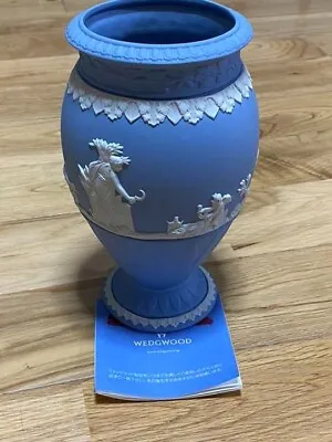 Buy Wedgwood Jasperware Flower Vase Bonetiful Base White / Pale Blue Color W/Manual • 146£
