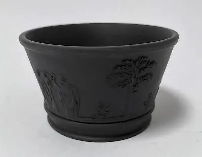 Buy Vintage Wedgwood Black Basalt Bowl / Posy Vase Classical Scene • 83.27£