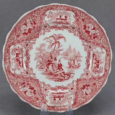 Buy William Adams Columbus #9 Red Transferware 7 3/8 Inch Plate C.1830-1840s • 142.31£