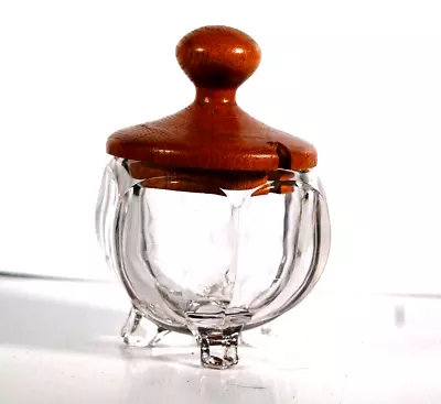 Buy Vintage Preserve Jar Glass With Wooden Lid Cut Glass Preserve Pot Heavy Quality • 12.95£