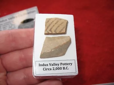Buy Indus Valley 1500 B.C. Patterned Painted Pottery Shard Fragment Display Case #8 • 15£