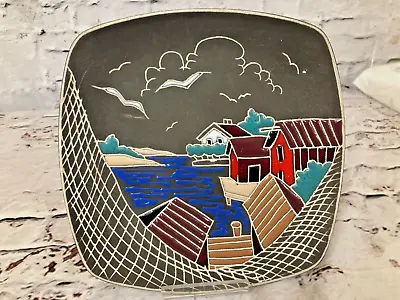 Buy Vintage  Arnold Wiigs Fabrikker Sea Village  Design Wall Plate 1950's • 14.99£