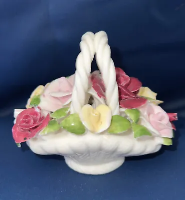 Buy ROYAL DOULTON Style ENGLAND Bone China Gathering Basket W/ Flowers Bouquet • 113.04£