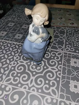 Buy Nao By Lladro Figure 1029 Retired Girl Holding Puppy Dog Collectable Interesting • 15£
