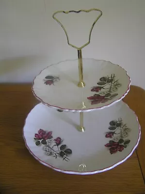Buy James Kent Old Foley Red Roses 2 Tier Cake Sandwich Afternoon Tea Stand • 20£
