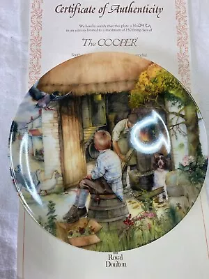 Buy Royal Doulton The Cooper Decorative Collectors Plate 1992, Certificate • 4£