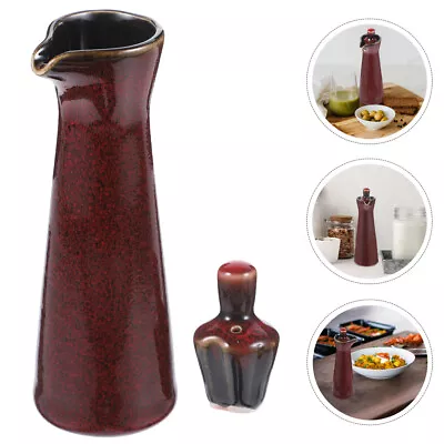 Buy Ceramic Oil Dispenser Vinegar Bottle Soy Sauce Cruet Jar Red-RS • 14.58£