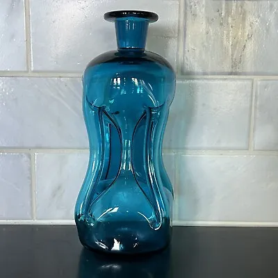 Buy Vintage MCM Holmegaard Kluk Kluk Pinched Blue Decanter Bottle No Stopper • 23.02£